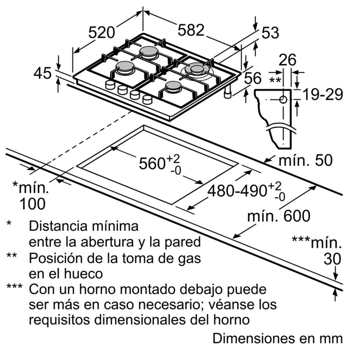 Placa gas Bosch 4 quemadores - PGH6B5B90 Inox-6
