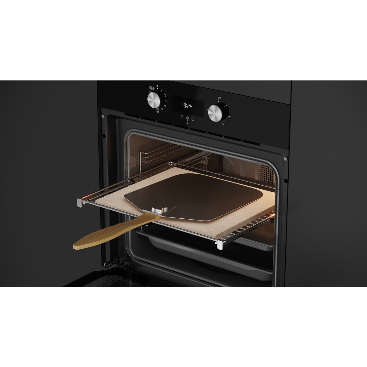 Forno Multifunções Teka HLB 8510 P BK MaestroPizza, Função Pizza 340ºC, DualClean Autolimpeza Pirolítica + Hydroclean® PRO e de 70 Litros - Preto Vidro preto-7