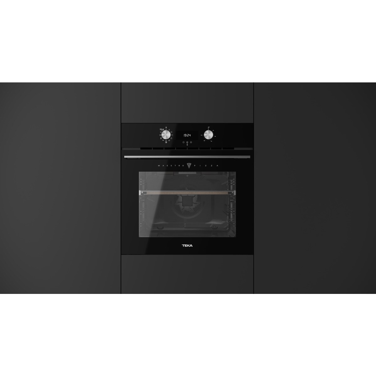 Forno Multifunções Teka HLB 8510 P BK MaestroPizza, Função Pizza 340ºC, DualClean Autolimpeza Pirolítica + Hydroclean® PRO e de 70 Litros - Preto Vidro preto-6