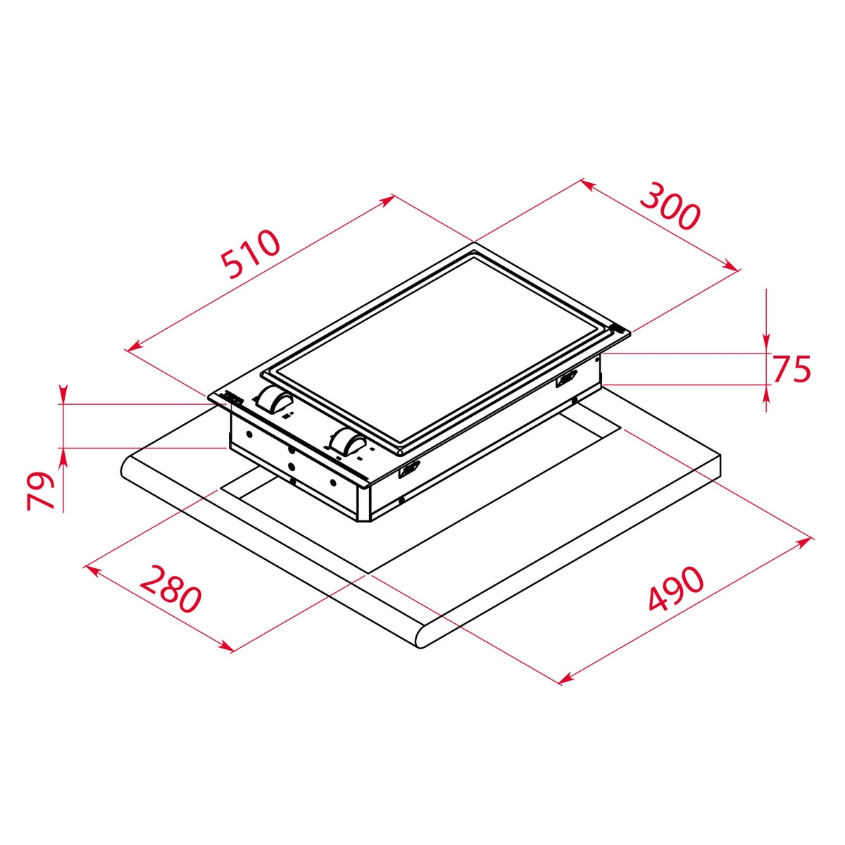 Placa modular Teppan Yaki Teka - YZC 32600 XFL B Cristal negro-7