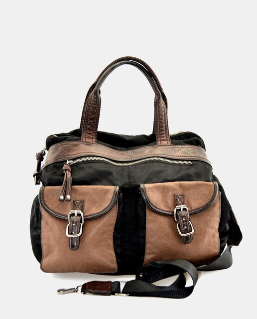 Bolso shopper grande DMR de material combinado bicolor en marrón y negro ·  DMR · El Corte Inglés