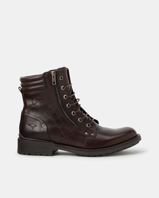 Botas de hombre Kangaroos de piel en color marrón con cremallera lateral ·  Kangaroos · El Corte Inglés