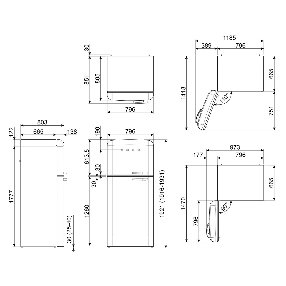 Frigorífico 2 puertas Smeg Total No Frost - FAB50LCR5 Crema-5