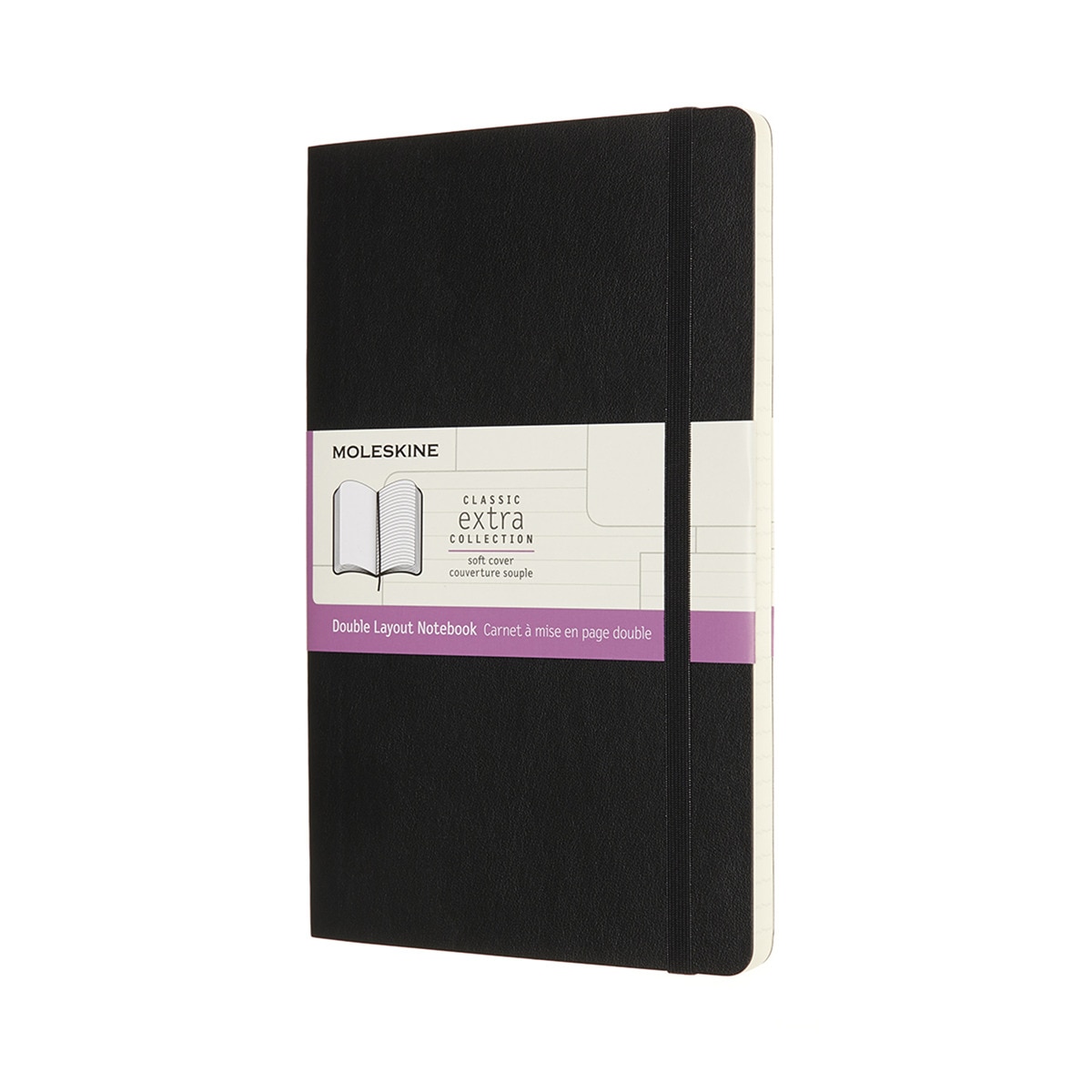 Caderno Large Capa Mole Formato Duplo Folhas Lisas e de Linhas Preto Preto-1
