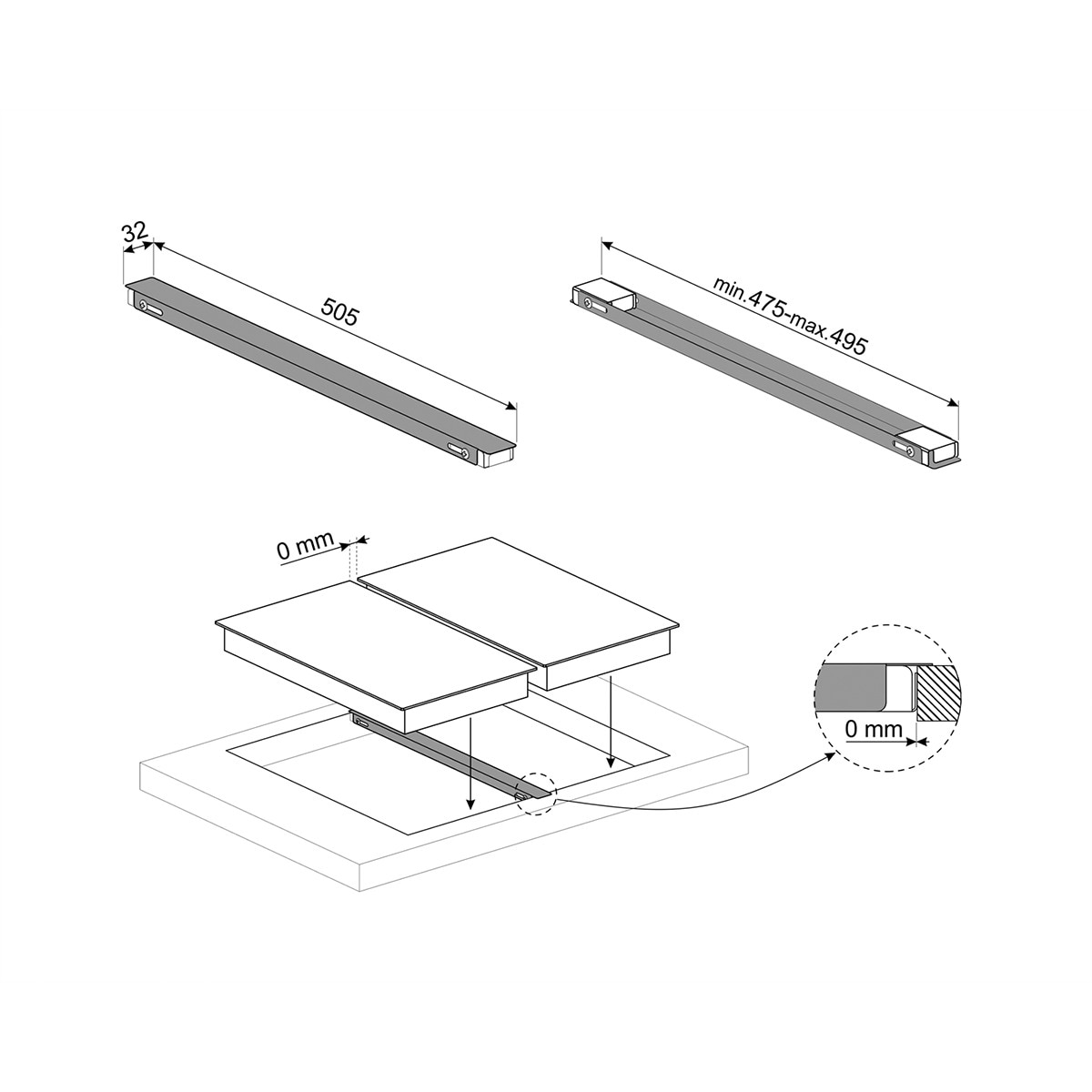 Regleta de unión  Smeg para placas de cocina - LGCN 3