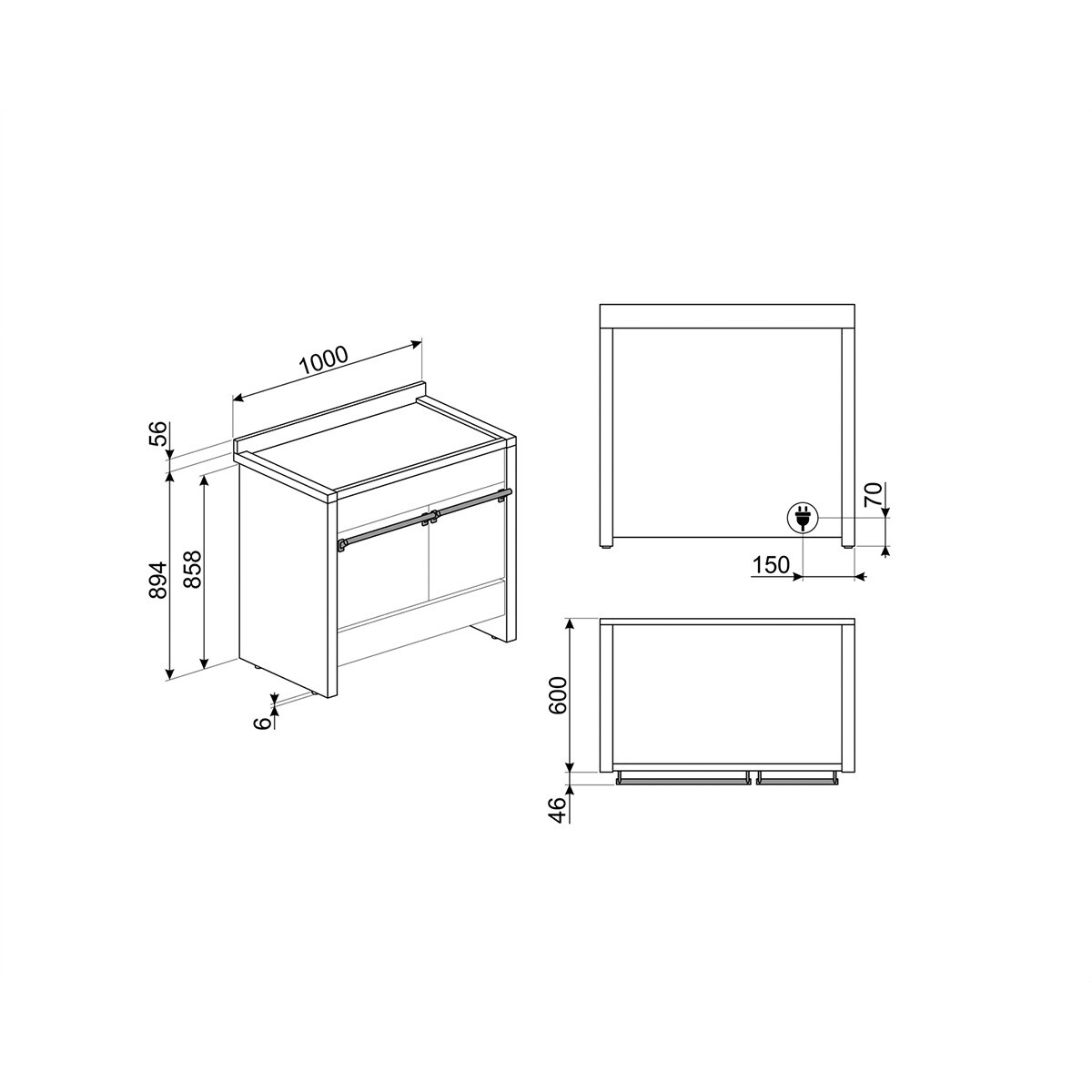 Cocina compacta  Smeg 100 cm, placa inducción 5 zonas y 2 hornos - A2PYID-81 Inox-3