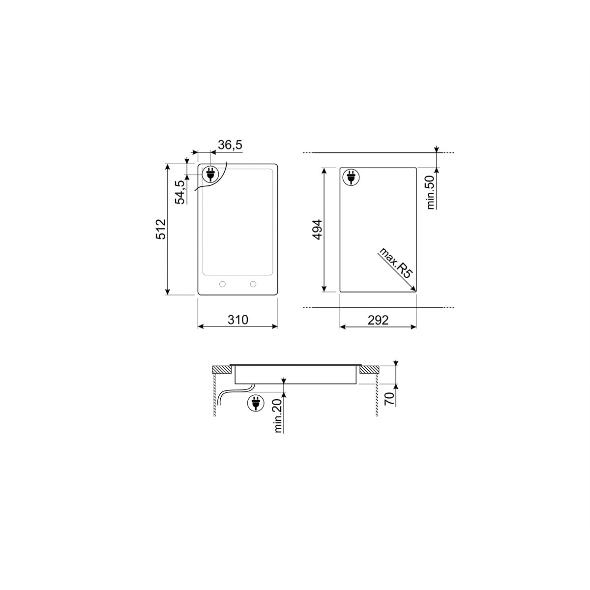 Placa Modular de Indução Smeg Classica PGF32I-1 com 2 Zonas e de 30 cm - Aço Inox Preto / Aço Inox-2