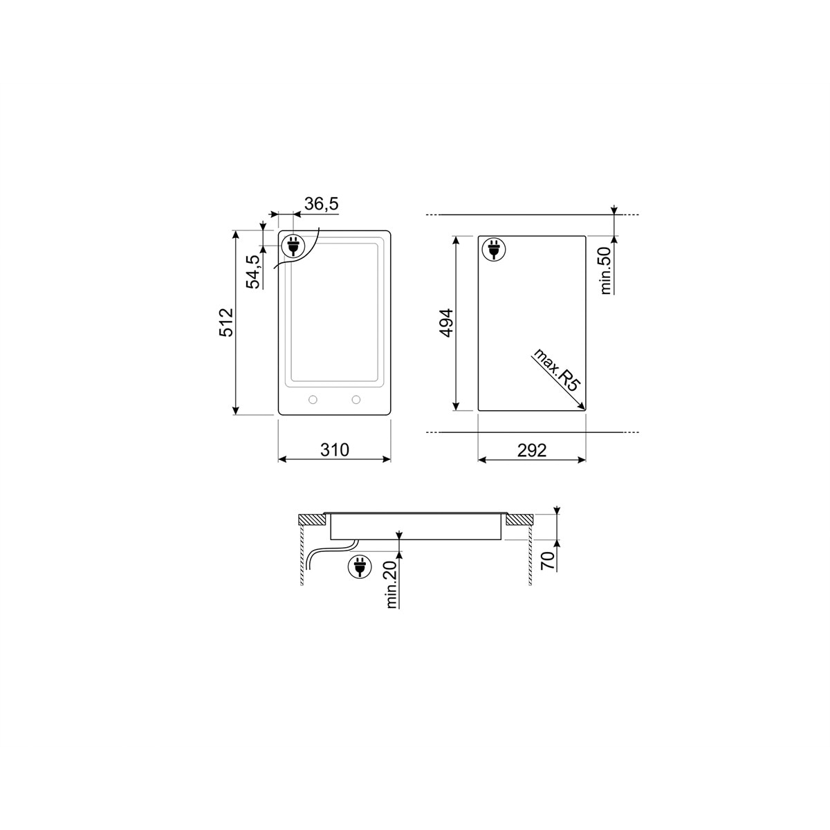 Placa Teppan Yaki Classica Smeg PGF30T-1 com 2 Zonas e de 30 cm - Aço Inox Aço inoxidável-3