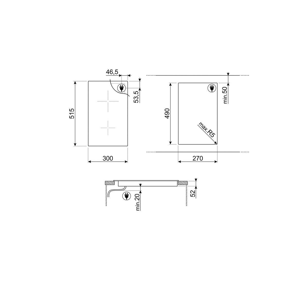 Placa modular inducción Smeg 2 zonas de cocción - SI5322B Negro-2
