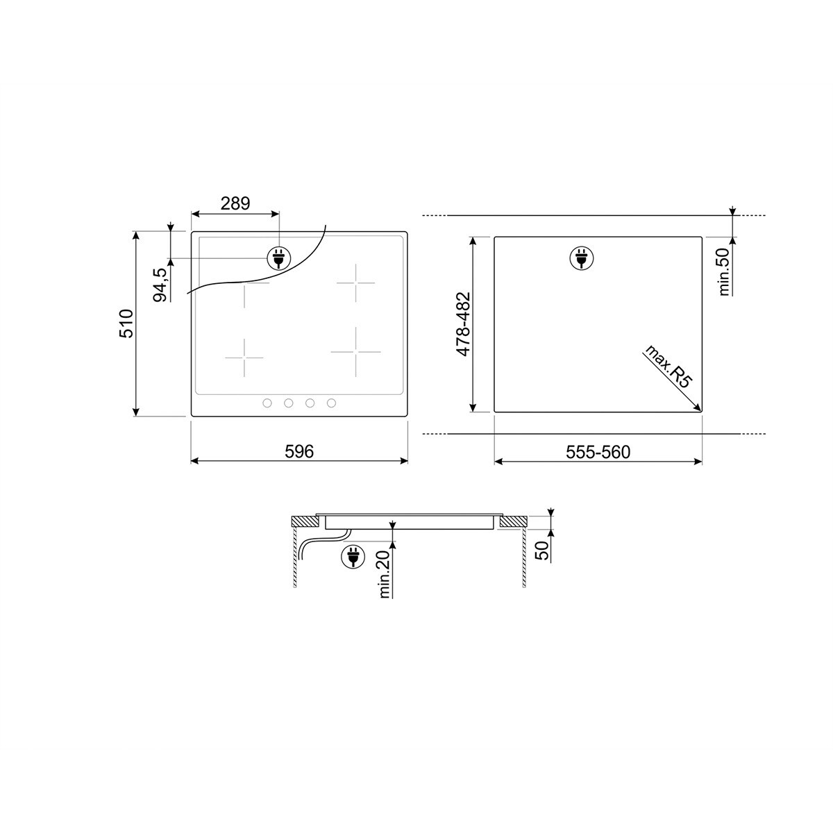 Placa inducción Smeg 4 zonas de cocción - SI964XM Acero Inox-3