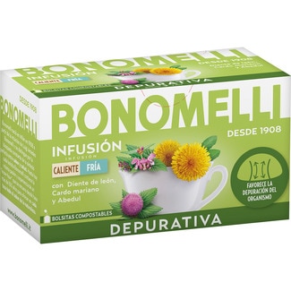infusión depurativa con cardo mariano, cola de caballo, cúrcuma y diente de león estuche 32 g - Bonomelli