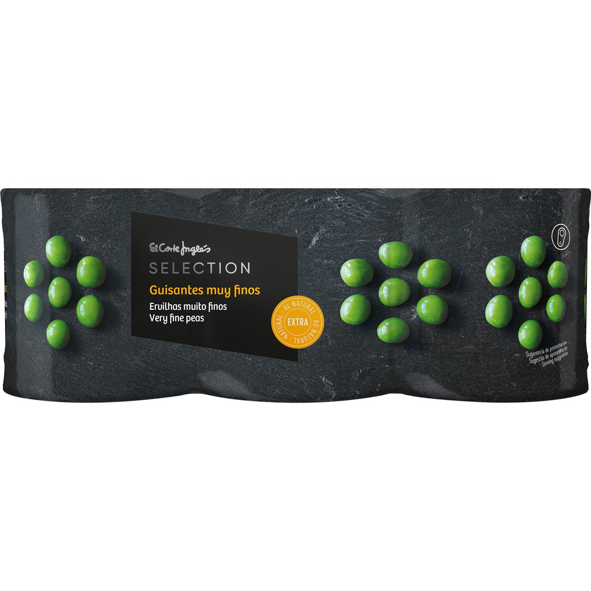 guisantes al natural muy finos pack 3 latas 120 g neto escurrido