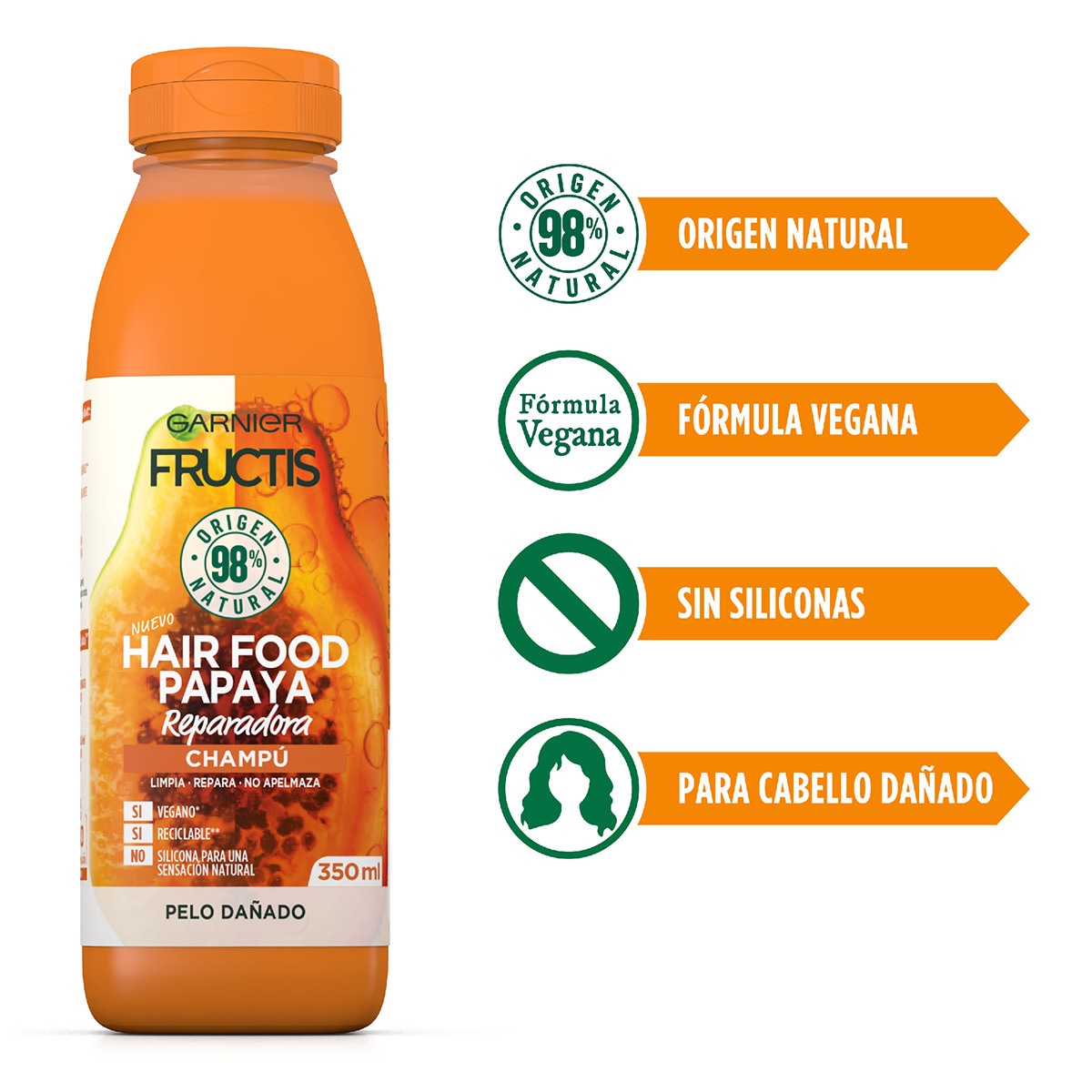 Hair Food Papaya champú reparador para pelo dañado frasco 350 ml