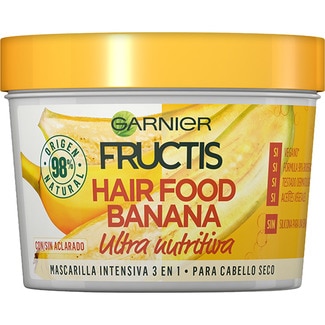 Hair Food Banana mascarilla de pelo intensiva 3 en 1 ultra nutritiva con/sin aclarado tarro 390 ml para cabello seco - Fructis