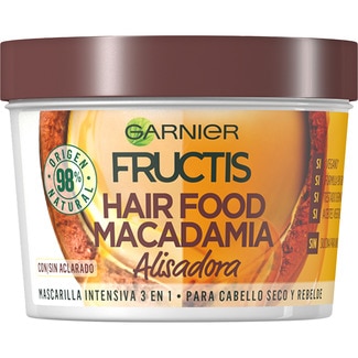 Hair Food Macadamia mascarilla de pelo intensiva 3 en 1 alisadora con/sin aclarado tarro 390 ml para cabello seco y rebelde - Fructis