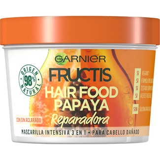Hair Food Papaya mascarilla de pelo intensiva 3 en 1 reparadora con/sin aclarado tarro 390 ml para cabello dañado - Fructis