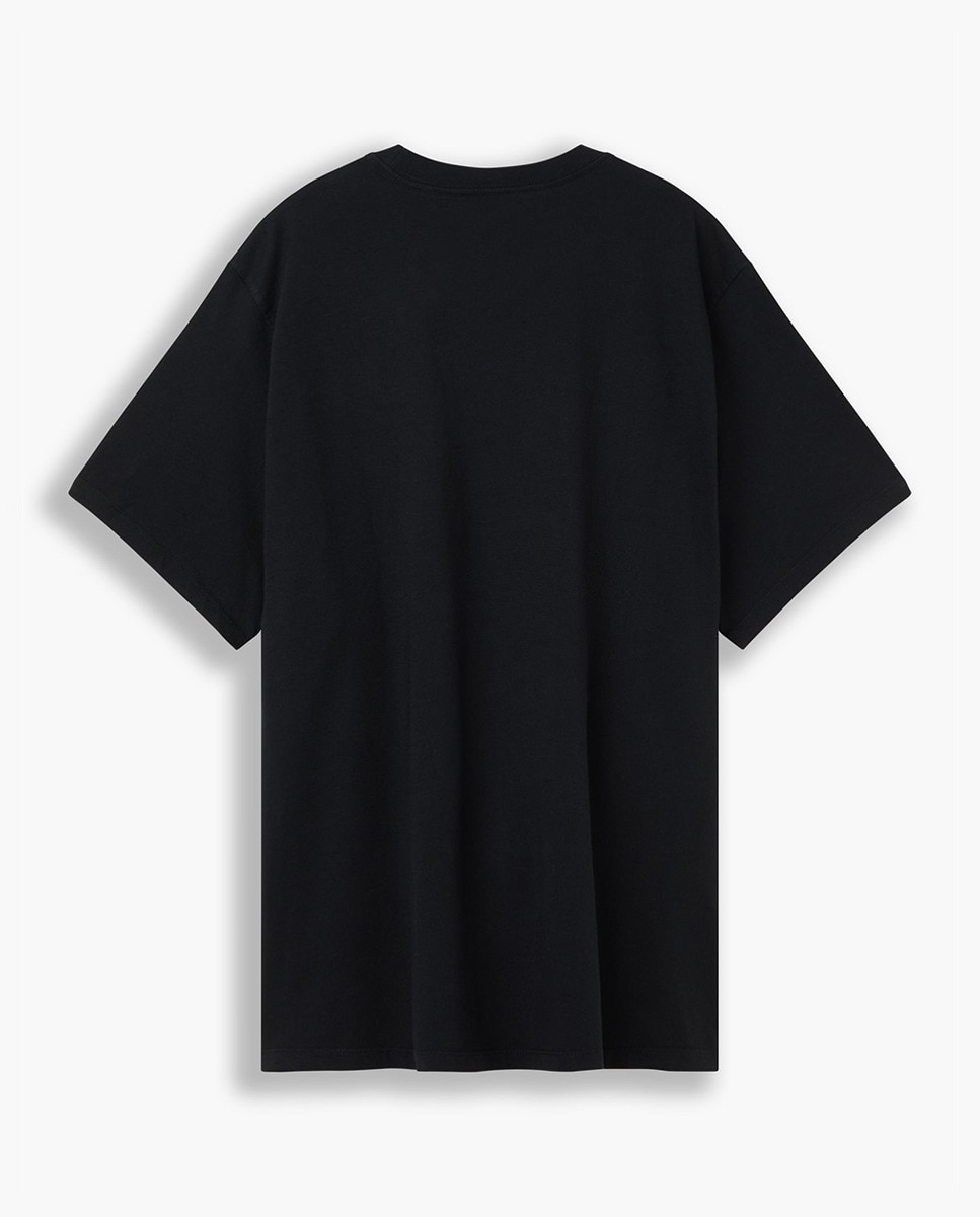 T-shirt preta de homem de manga curta tamanhos grandes Preto-6