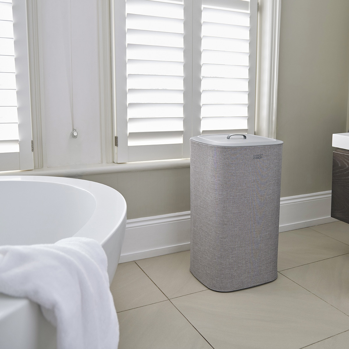 Cesto de Roupa com Separador Total Cinzento-19