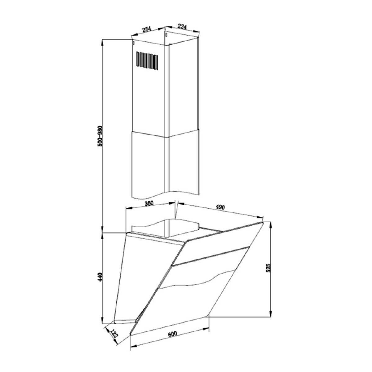 Campana decorativa Fagor 4 niveles de potencia - 3CFT-610N Negro-2
