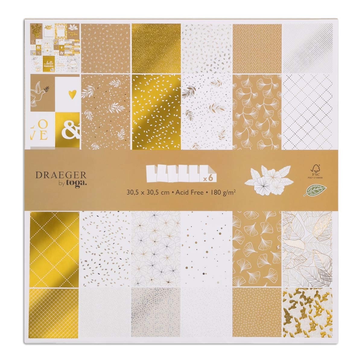 Set 6 Hojas Papel Impreso Recto/Verso 12 Diseños Once Upon Draeger 1