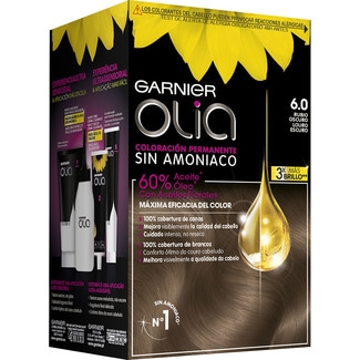 tinte Rubio Oscuro nº 6.0 coloración permanente con aceites florales naturales caja 1 unidad sin amoniaco - Garnier Olia