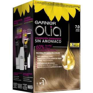 tinte Rubio nº 7.0 coloración permanente con aceites florales naturales sin amoniaco caja 1 unidad - Garnier Olia