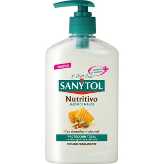 jabón de manos nutritivo con almendras y jalea real dosificador 250 ml - Sanytol