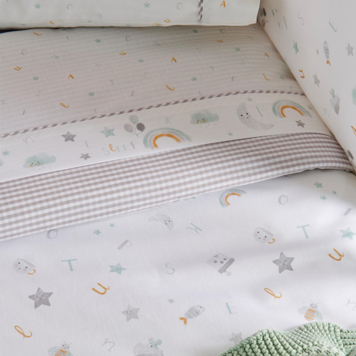 Funda Nórdica reversible Cotton Juice Baby Home Abecedario gris (disponible en varias medidas) Gris-5