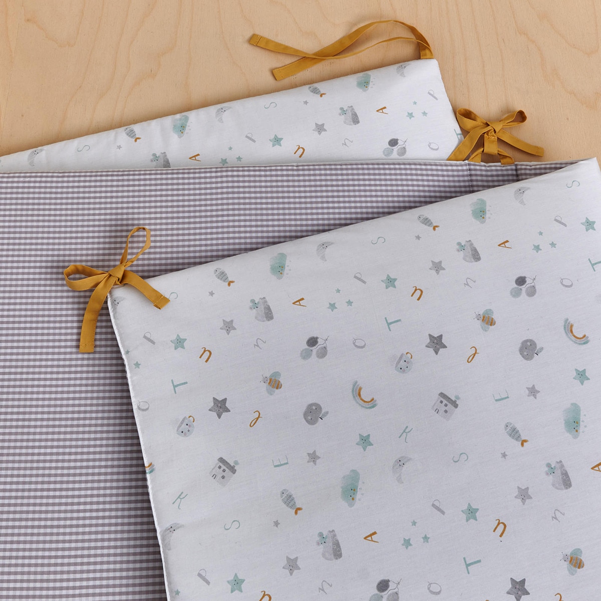 Funda Nórdica reversible Cotton Juice Baby Home Abecedario gris (disponible en varias medidas) Gris-8