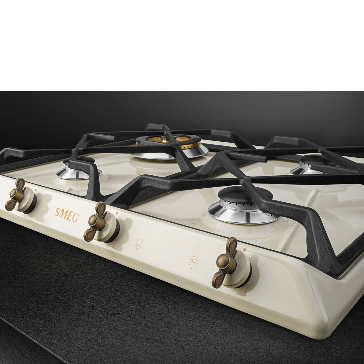 Placa gas Smeg 4 quemadores - SRV864POGH Crema-3