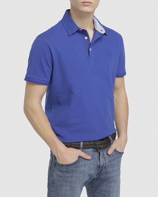 Imagen 0 de Polo piqué de hombre Studio Classics regular azul de manga corta