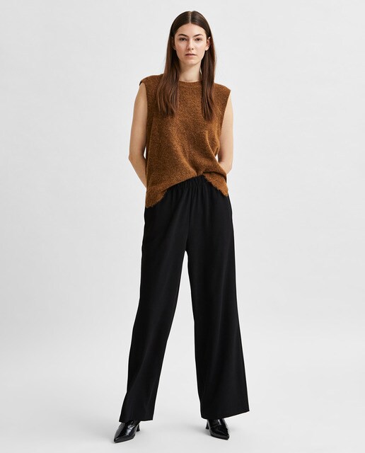 Pantalón de mujer wide leg negro · Selected Femme · El Corte Inglés