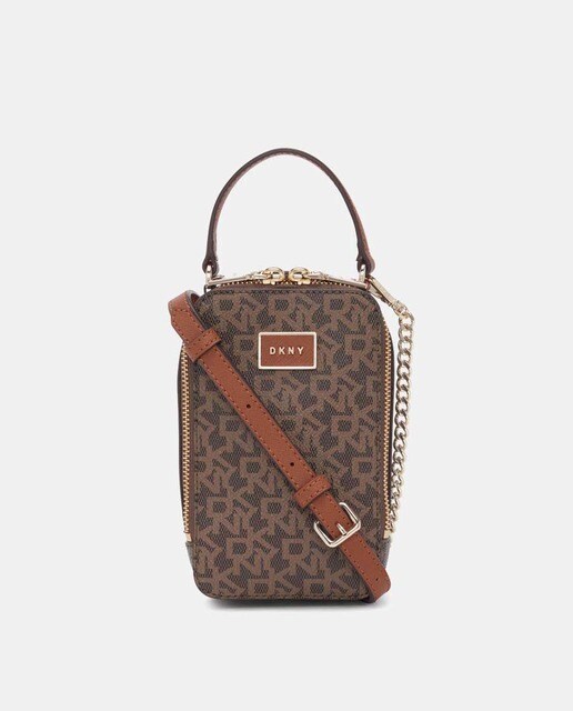 Bolso para móvil DKNY en marrón oscuro con print de logos · DKNY · El Corte  Inglés