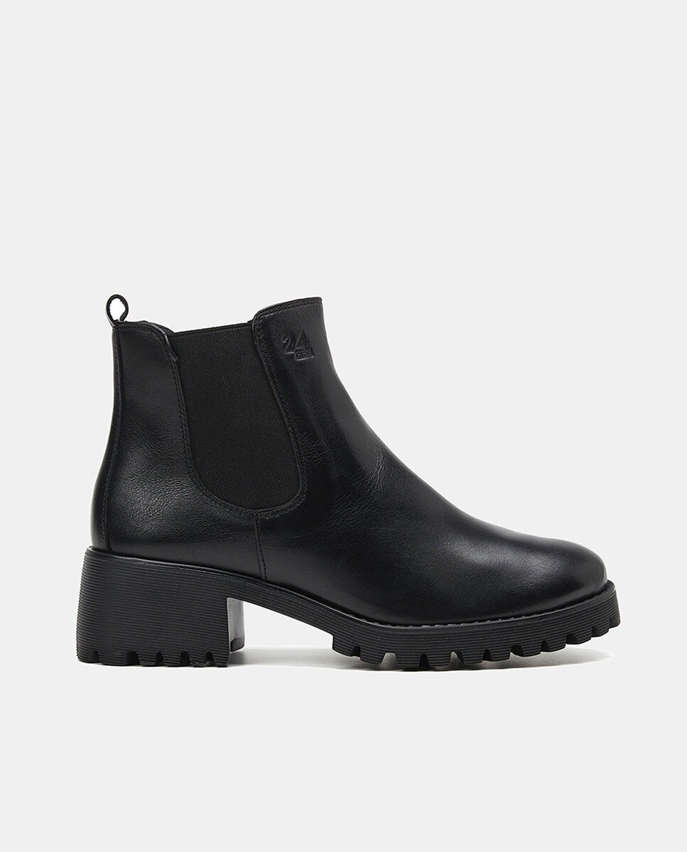 Botines de mujer 24HRS de piel en color negro · 24HRS · El Corte Inglés