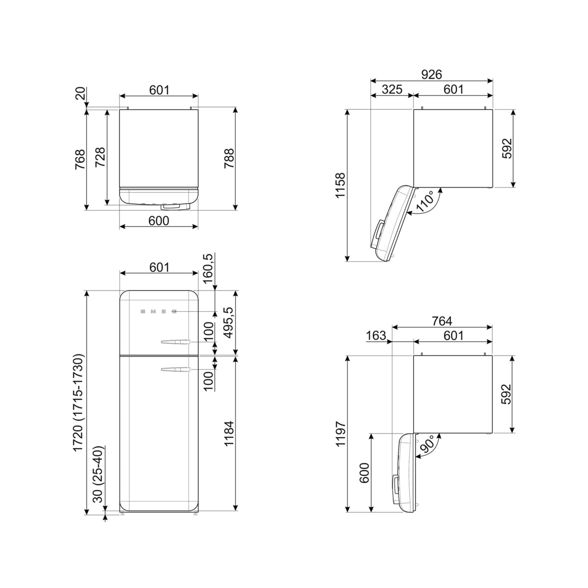 Frigorífico 2 puertas Smeg apertura izquierda - FAB30LRD5 Rojo-8