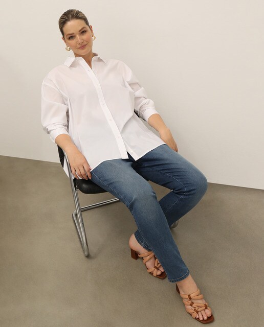 Camisa de mujer talla grande popelín botones · Couchel · El Corte Inglés