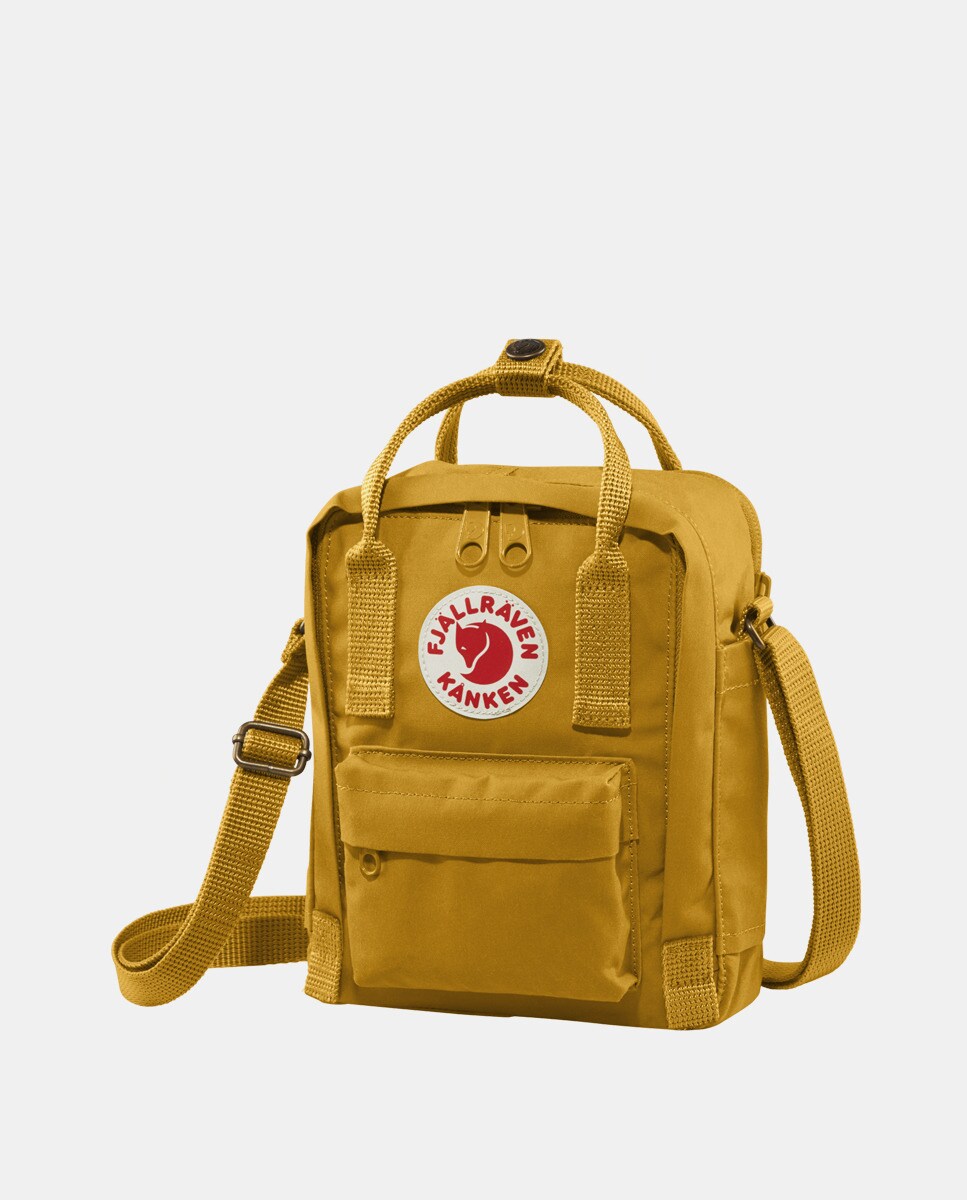 Mala a Tiracolo Mini Unissexo Sling de Vinil com Fecho de Correr - Mostarda Mostarda-1
