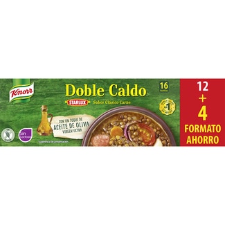 doble caldo de carne sin gluten y sin lactosa 12 + 4  pastillas formato ahorro estuche 120 g formato ahorro - Knorr