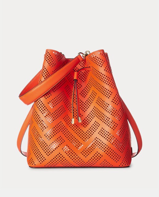 Bolso saco mediano Lauren Ralph Lauren Debby de piel vacuna en naranja ·  Lauren Ralph Lauren · El Corte Inglés
