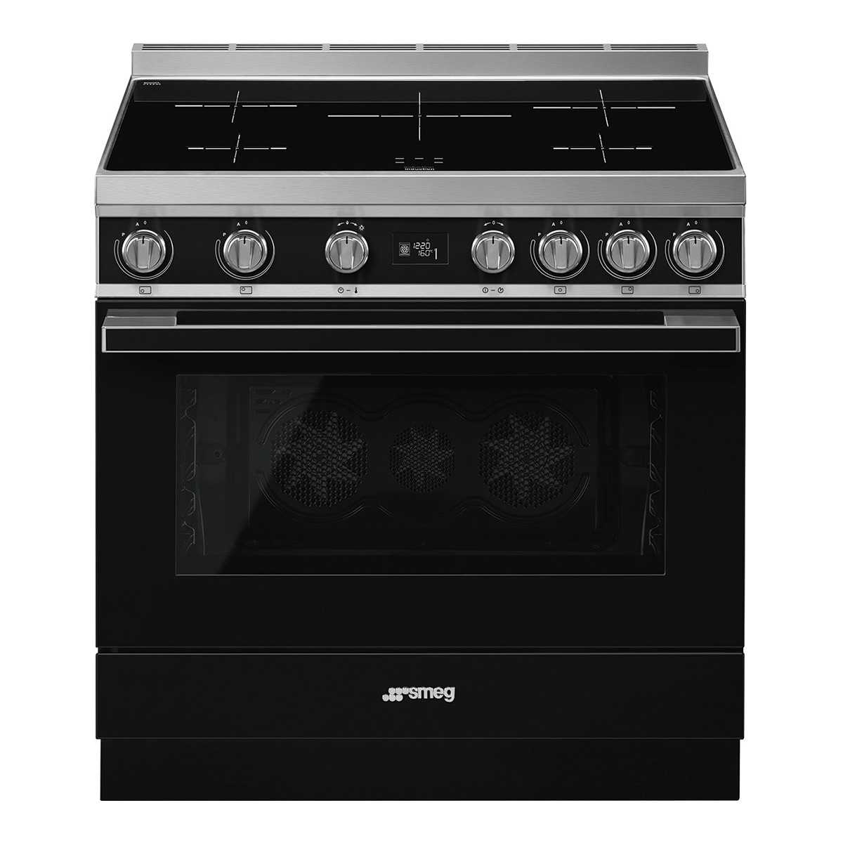 Cocina compacta  Smeg 90 cm, placa inducción 5 zonas y horno - CPF9IPBL Negro-1