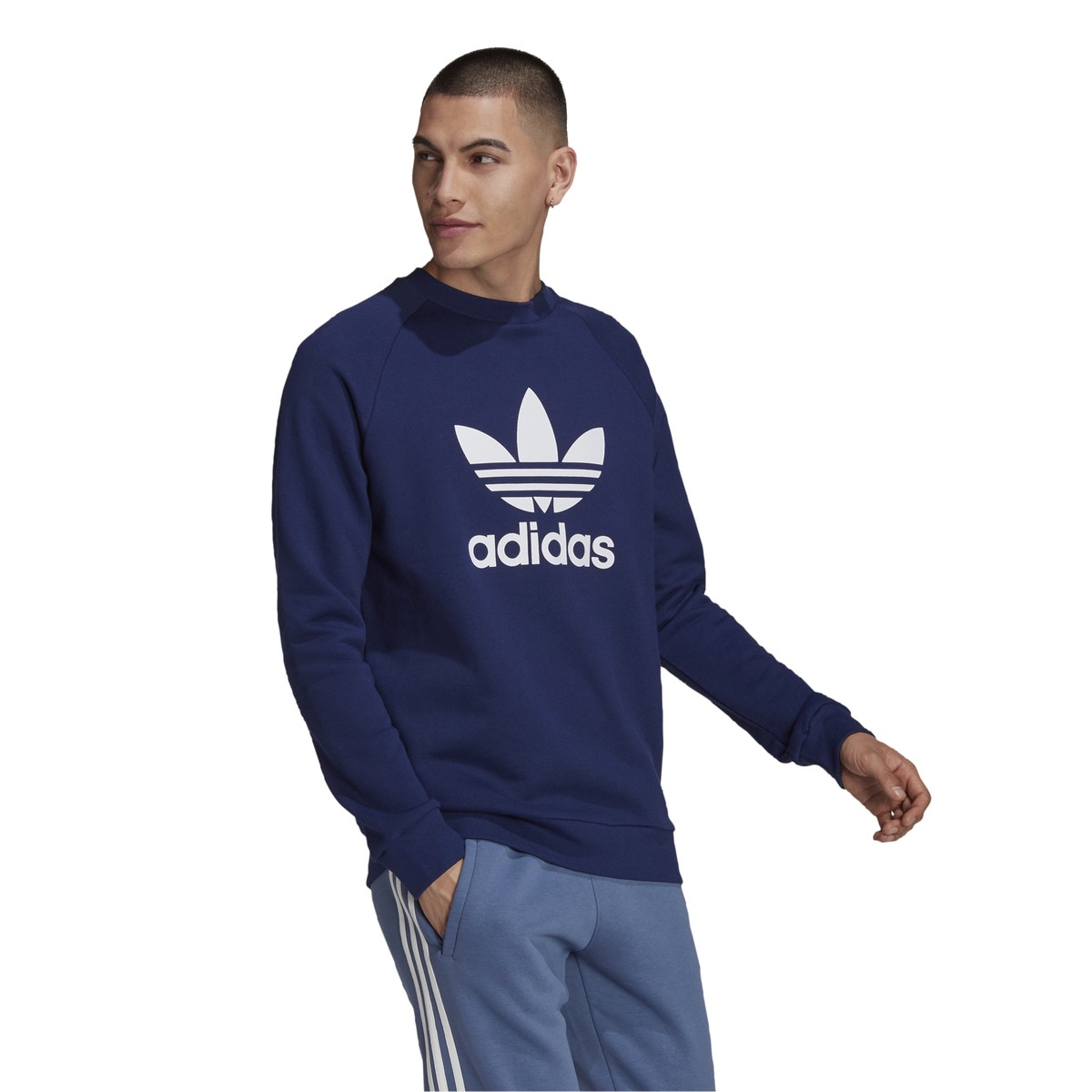 Sweatshirt de homem Trefoil Adidas Originals Azul / Branco-4