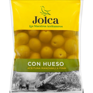 aceitunas manzanilla con hueso bolsa 100 g neto escurrido - Jolca