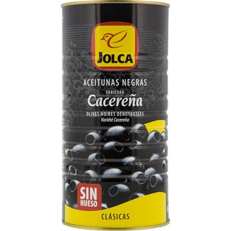 aceitunas negras sin hueso variedad Cacereña lata 600 g neto escurrido - Jolca