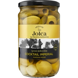 cóctel imperial de aceitunas gordal y encurtidos frasco 360 g neto escurrido - Artes De Jolca
