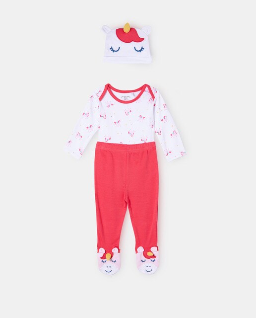 Conjunto tres piezas bebé niña unicornios · Cotton Juice · El Corte Inglés