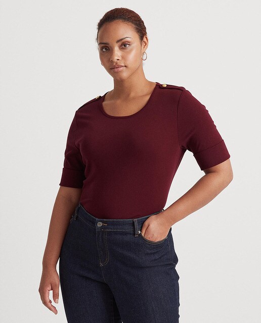 Camiseta de mujer talla grande manga francesa con cuello redondo · Lauren  Ralph Lauren Woman · El Corte Inglés