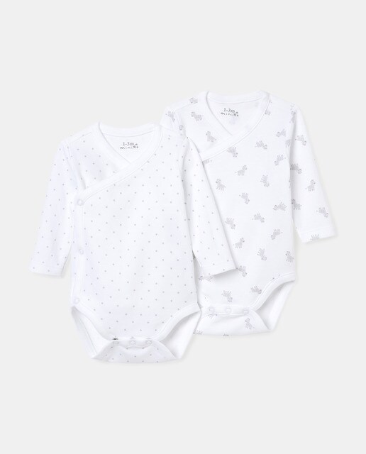 Pack bodys de bebé niño blanco estampado · Cotton Juice · El Corte Inglés