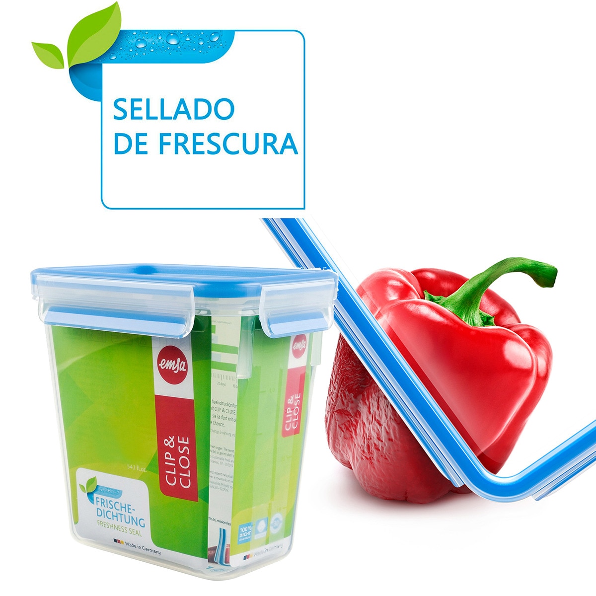 Hermético rectangular alto Clip & Close Emsa Azul-4
