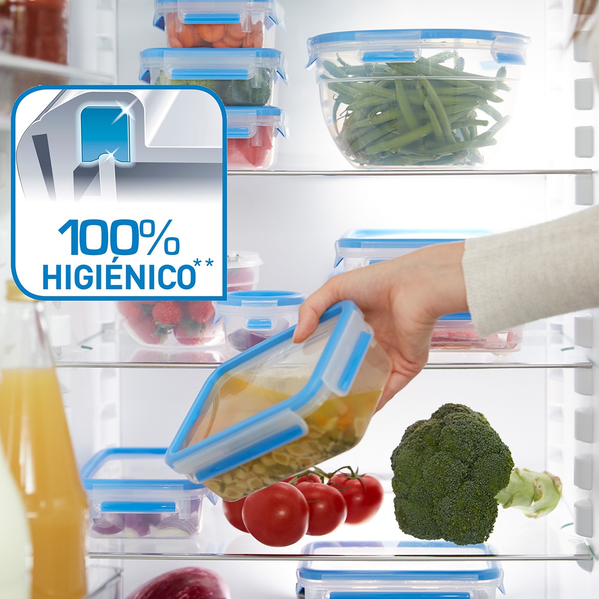 Hermético rectangular alto Clip & Close Emsa Azul-6