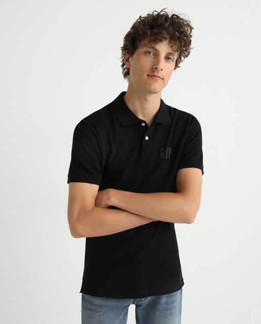 Polo piqué de hombre negro de manga corta · GAP · El Corte Inglés